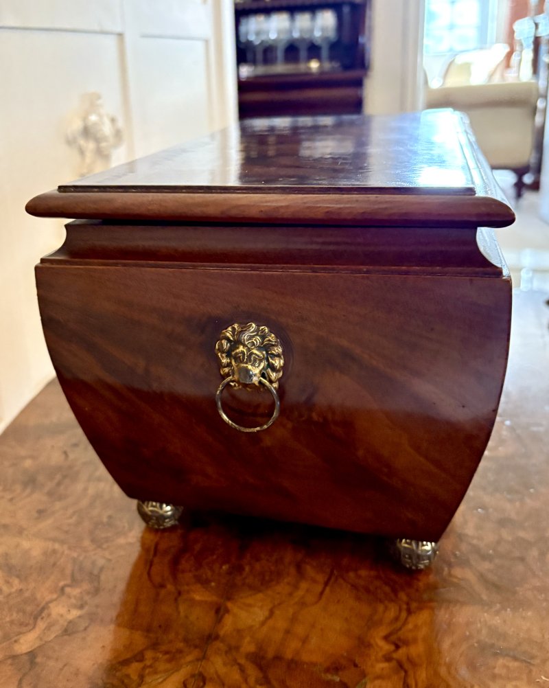 Antique Quality Regency Figured Mahogany Tea Caddy - Image 7